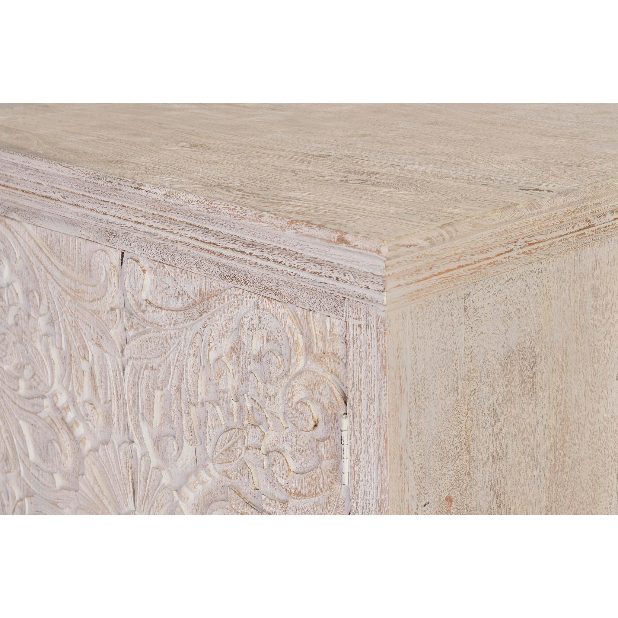 Cómoda de Madera de Mango 90 Cm Estilo Rústico Provenzal con Toque Étnico