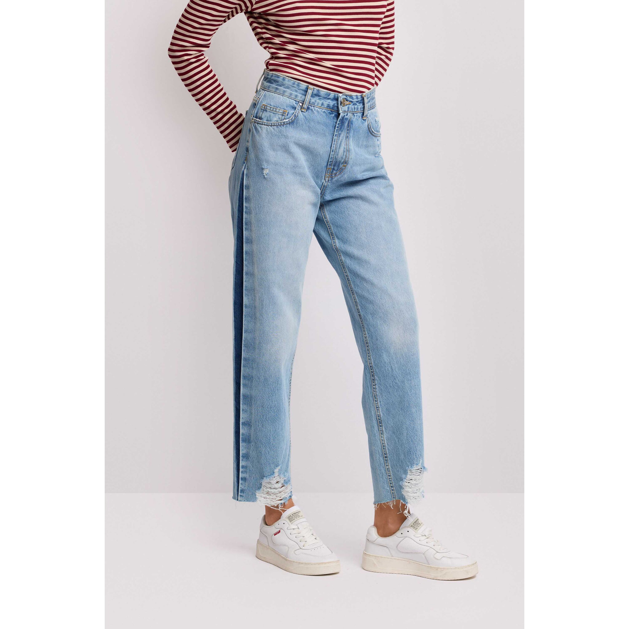 Kocca - Pantaloni stile boyfriend con inserto laterale Donna, Denim