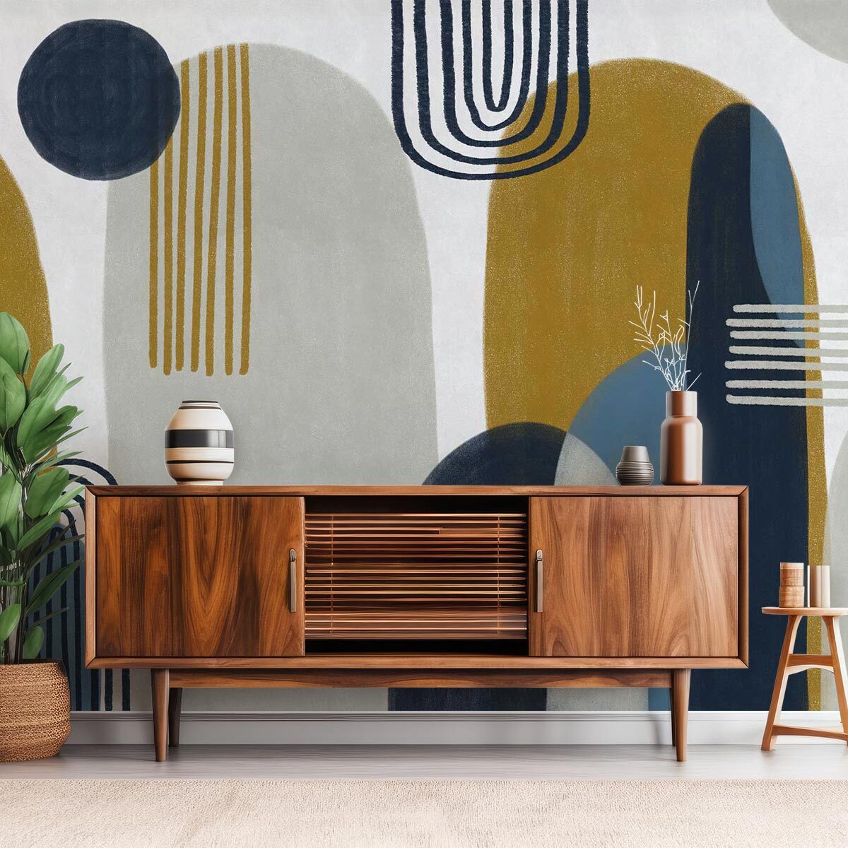 Papier peint panoramique Arches Ambre & Bleu Denim Intissé