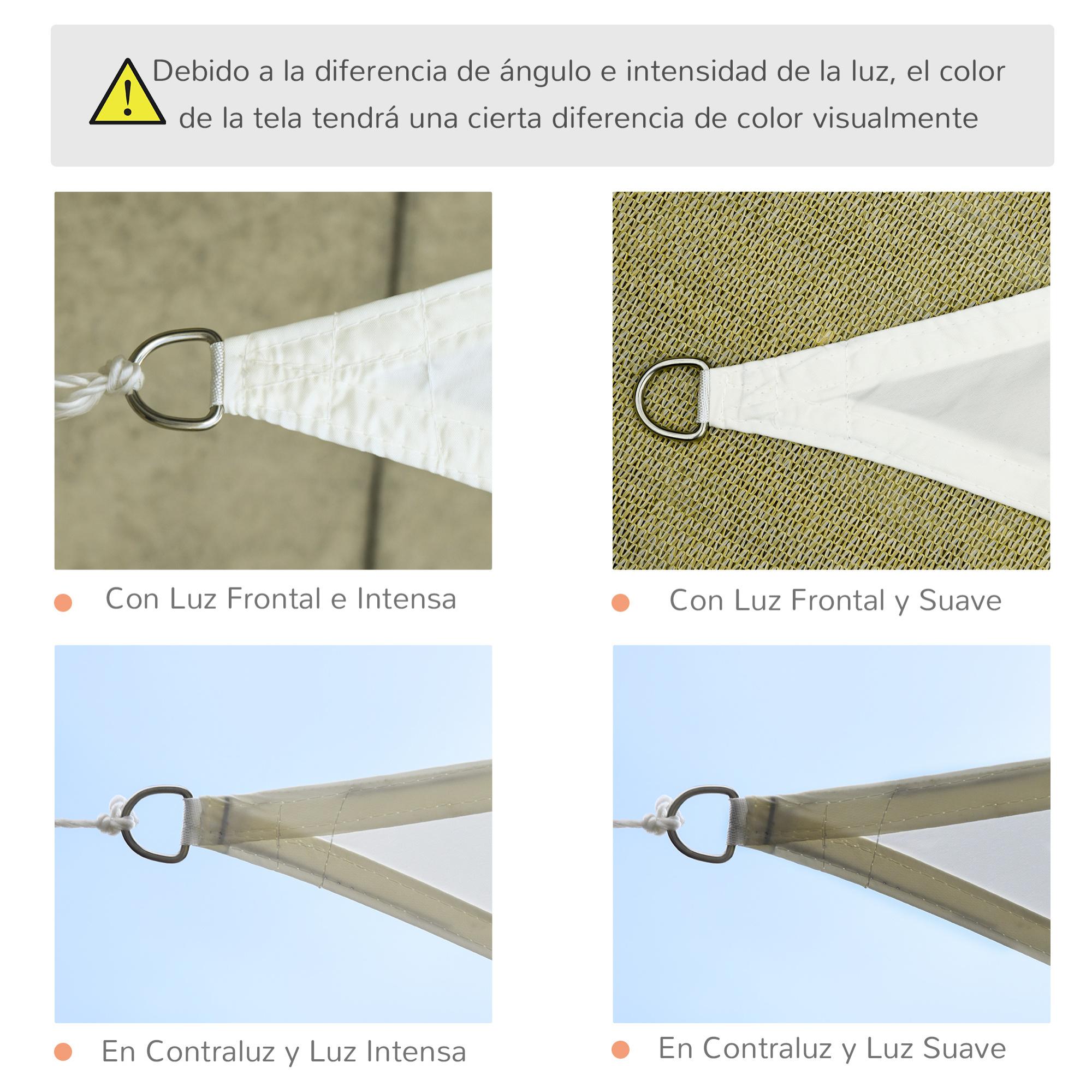 Toldo Vela Triangulo Sombrilla Jardin 3x3x3m Crema