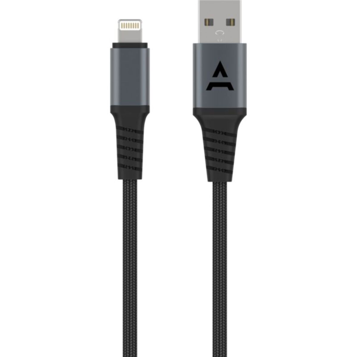 Câble Lightning ADEQWAT vers USB 3M renforcé certifié Apple Noir