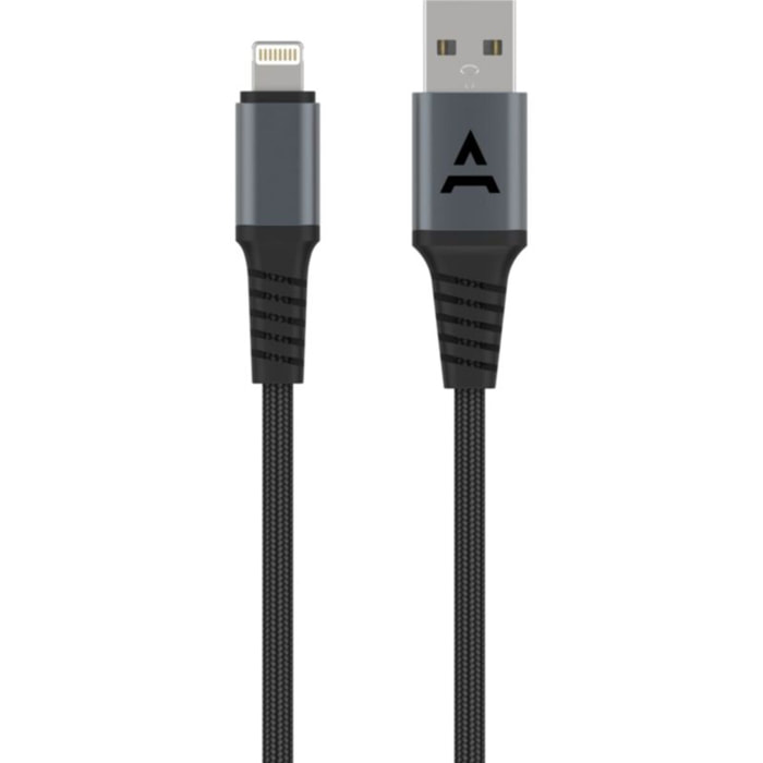 Câble Lightning ADEQWAT vers USB 3M renforcé certifié Apple Noir