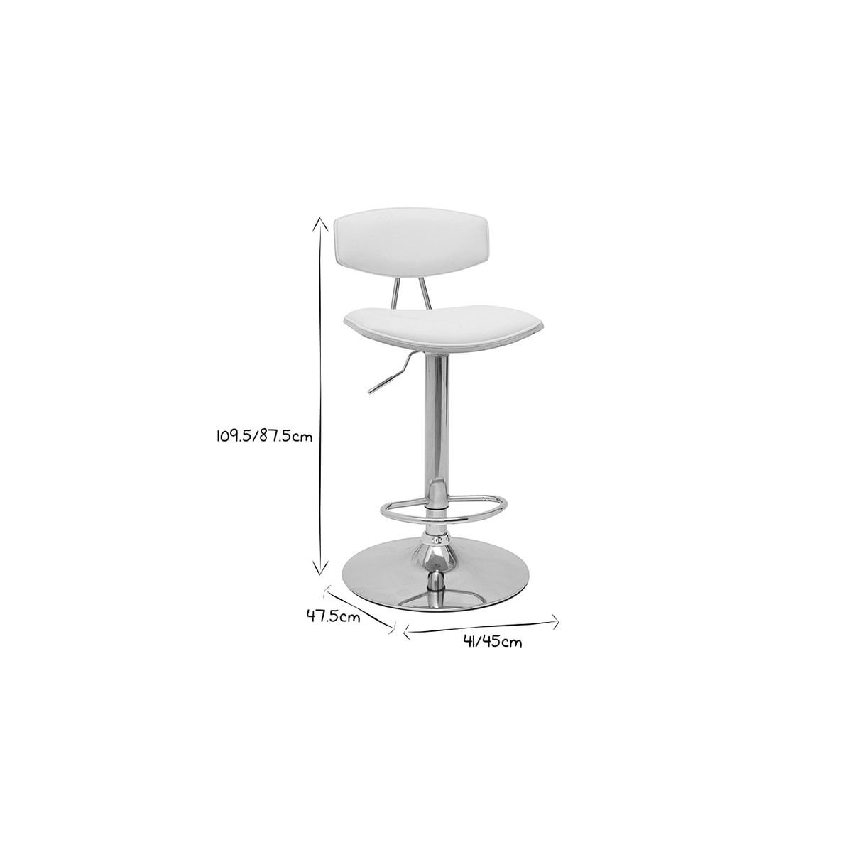 Tabourets de bar design réglables blanc et bois clair (lot de 2) VASCO