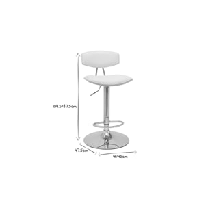 Tabourets de bar design réglables blanc et bois clair (lot de 2) VASCO