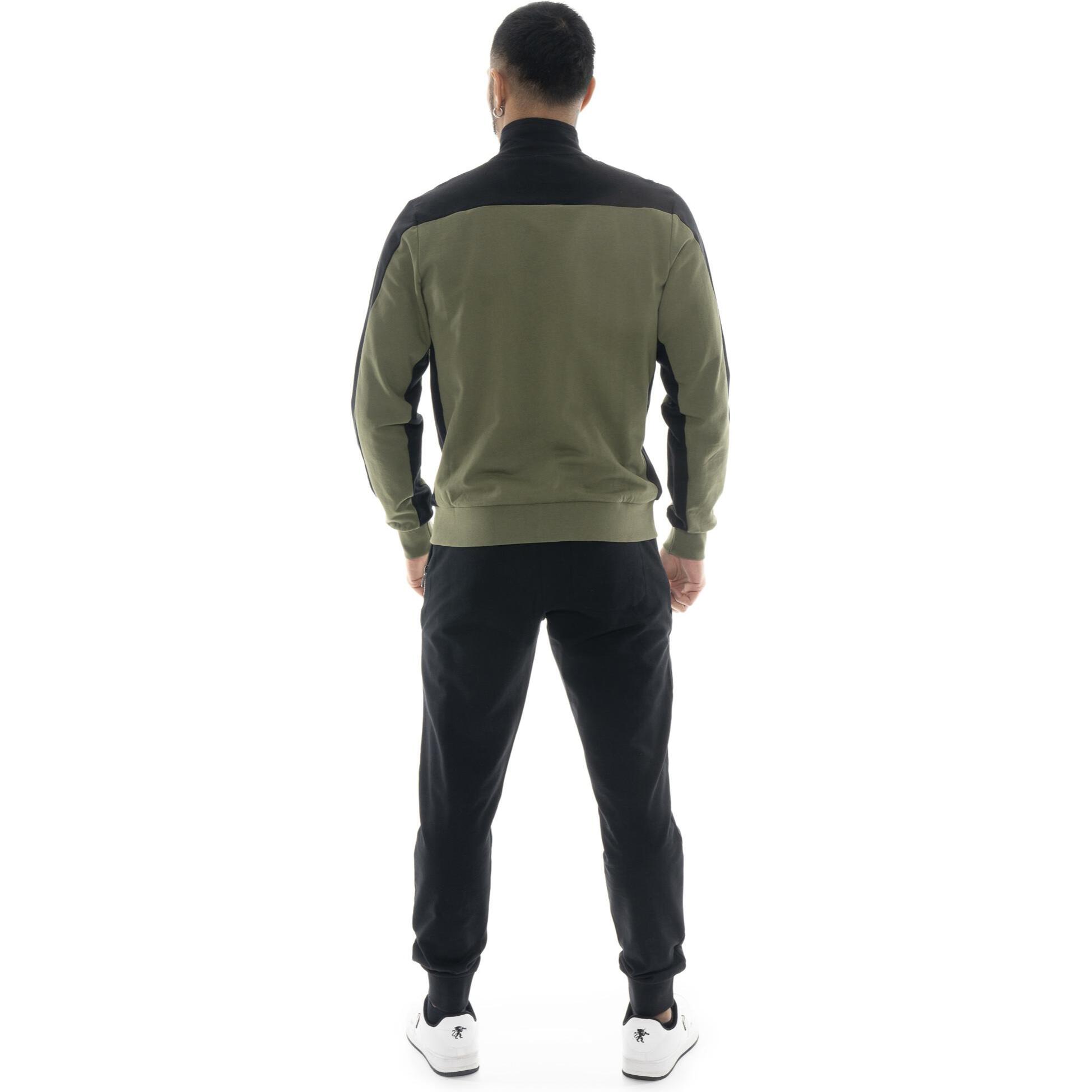Tuta da uomo in cotone non garzato con colletto e zip Leone Basic
