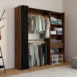 Dressing Aline extensible 120-170cm effet noyer 1 colonne