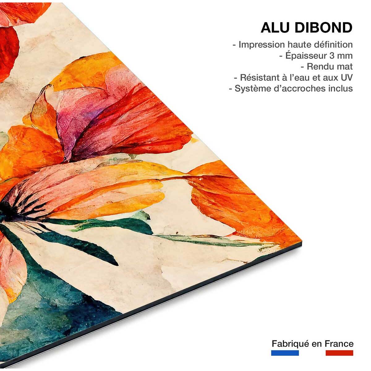 Tableaux fleurs coquelicot et aquarelle  Tableau alu Dibond