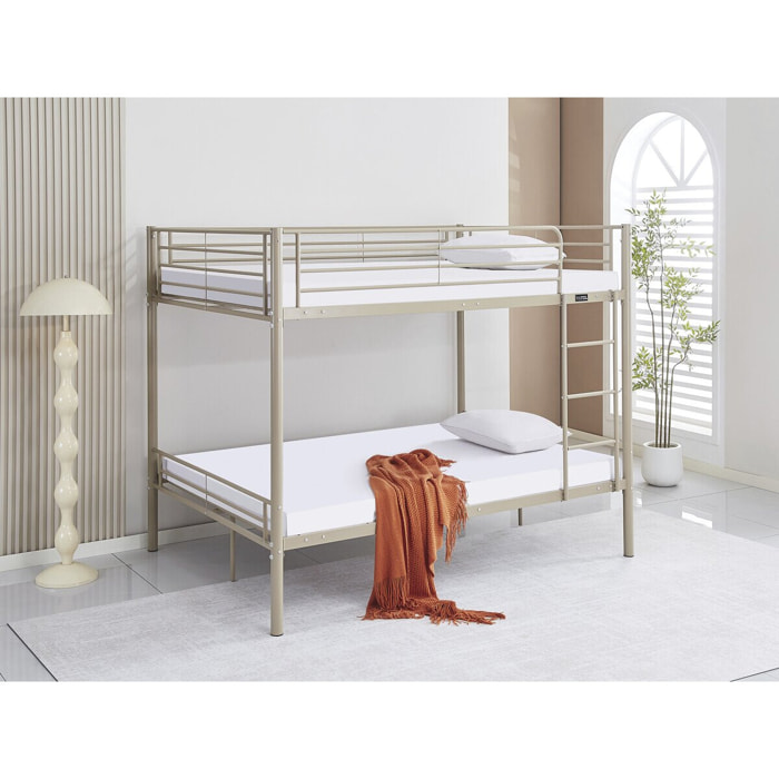 Lit double superposé avec sommier inclus "Adam" - 140 x 190 cm - Taupe
