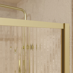 Paroi de Douche Verre Ondulé 6 mm - 90x200 cm - Cadre et Bras Aluminium Or Brossé