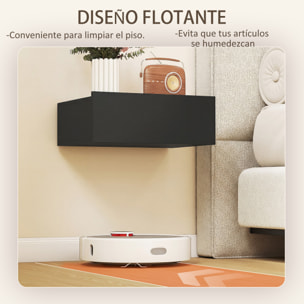 Set de 2 Mesillas de Noche de Pared, Mesitas de Noche Flotantes con 1 Cajón, Mesas Auxiliares para Dormitorio, Habitación Hogar, Diseño Sencillo, 40x30x15 cm, Negro
