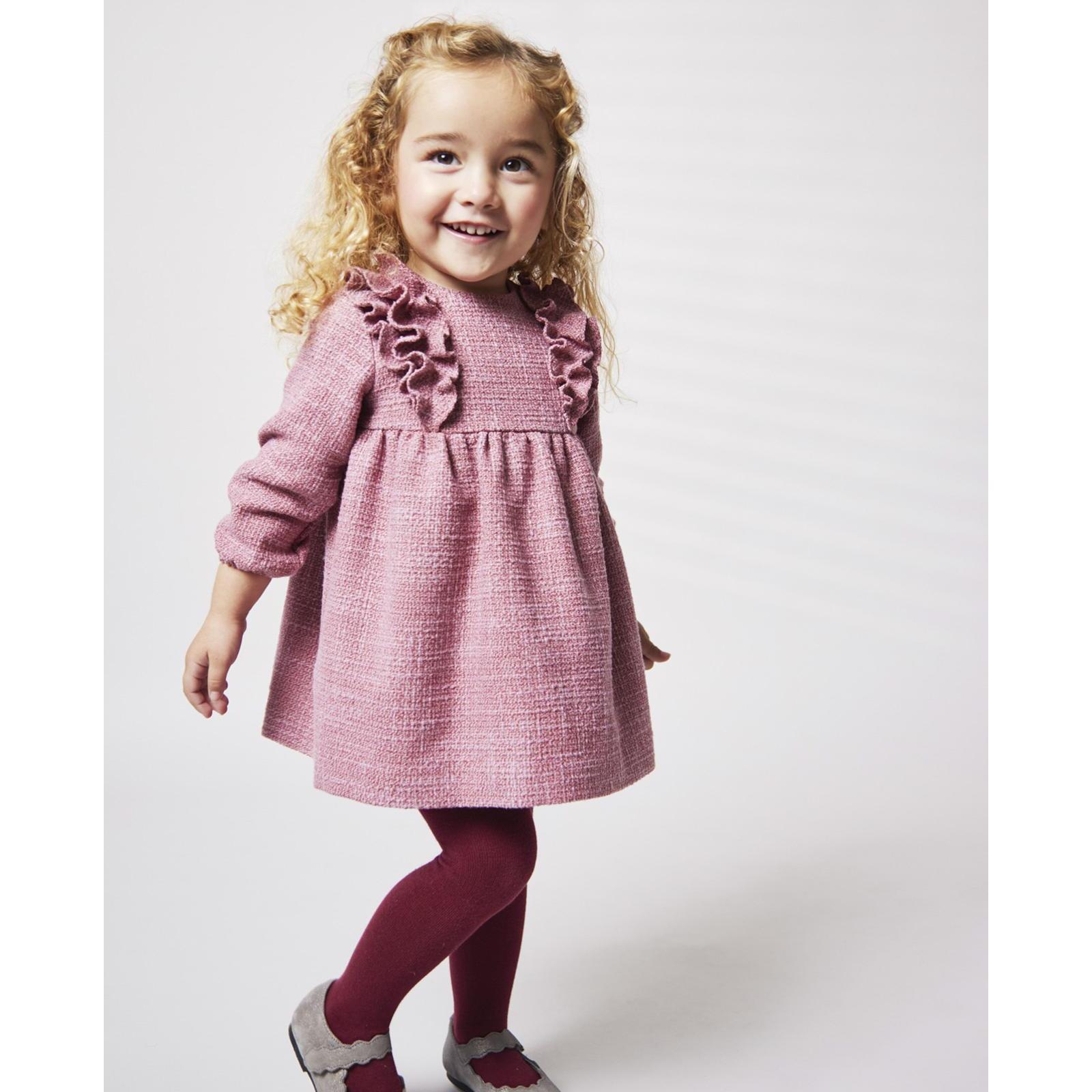 Vestido chanel rosa con volantes