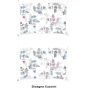 Completo Lenzuola PETALO AZZURRO 100% Cotone e Made in Italy floreale primavera