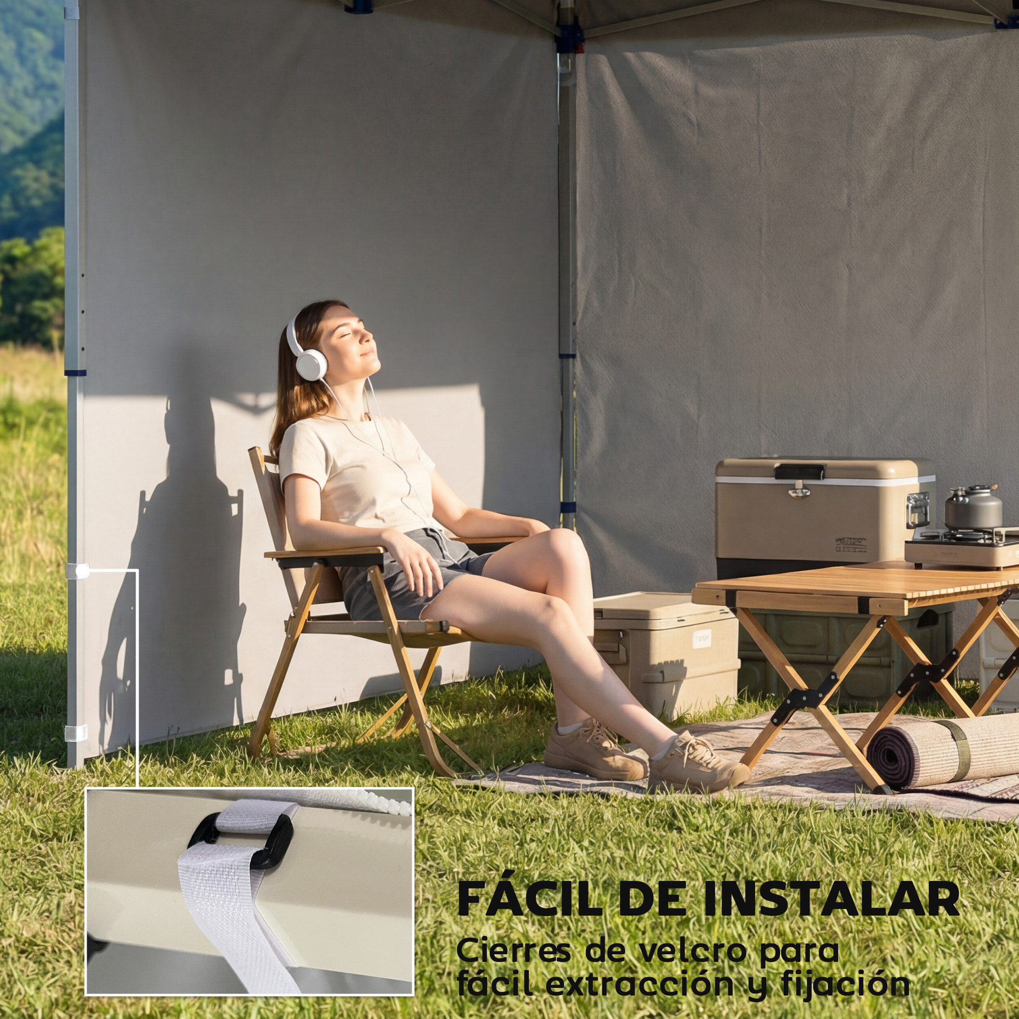 3 Paredes Laterales para Carpas de 3x3 m, Paredes Laterales de Repuesto para Cenador de Tela Oxford 210D con Cremallera, para Fiestas, 300x200 cm, Blanco