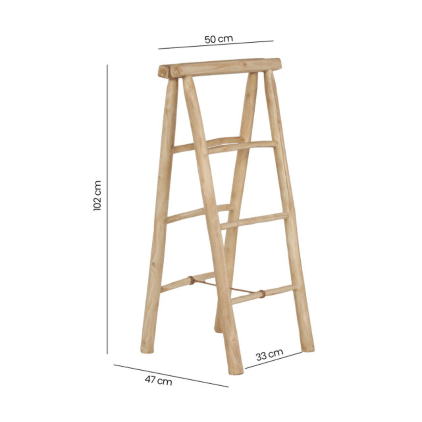 Échelle porte-serviettes en teck clair 3 niveaux H. 102 cm – RUBI