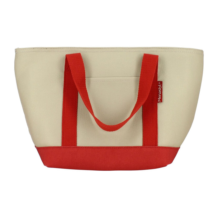 Sac en tissu isotherme beige et rouge 7L COLORAMA