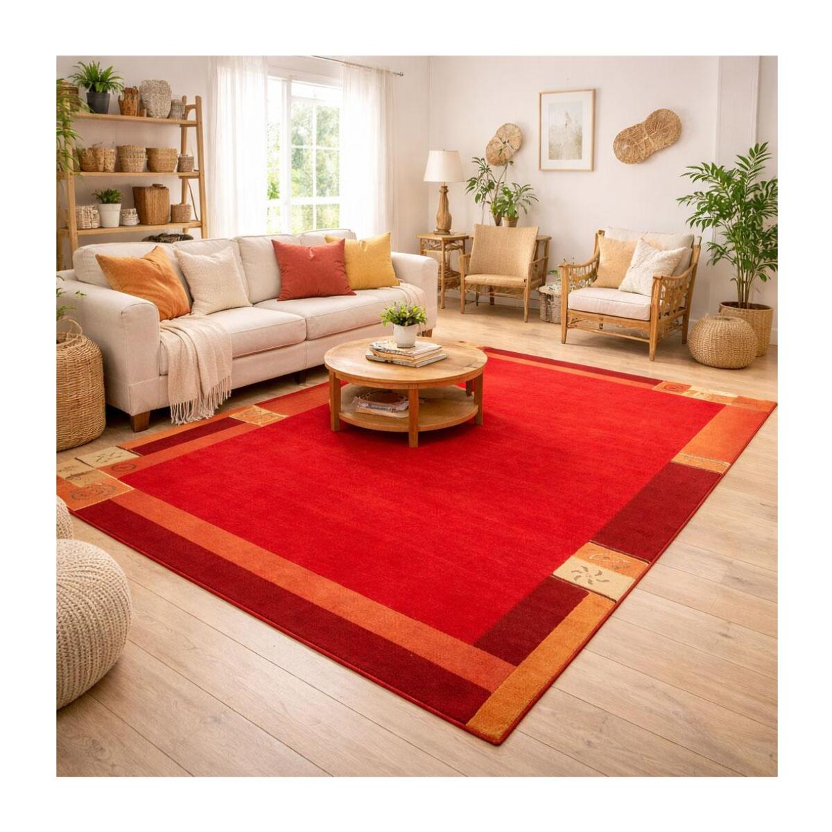 Tapis salon et chambre fait main en laine motif simple VEHU