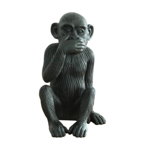 Statue singe en résine noir mat H39cm - IWAZARU