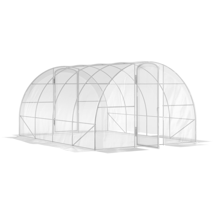 Invernadero de Túnel 4x3x2 m Invernadero de Jardín con 2 Puertas Cubierta PE 150g/m² Estructura de Acero Galvanizado y Techo Redondeado para Cultivos Plantas Flores Transparente