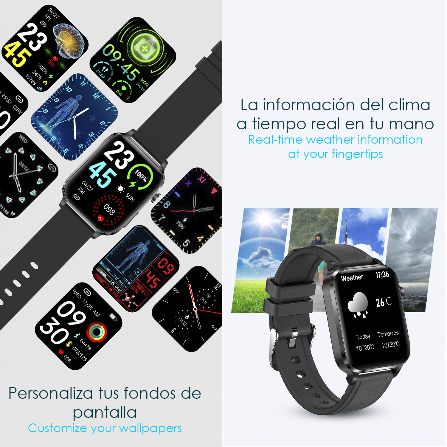 Smartwatch F100 con terapia de salud con láser de doble sonda. Monitor de O2, tensión y termómetro. Varios modos deportivos.