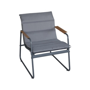 Salon de jardin avec coussins en métal "Bastia" - 4 places - Gris