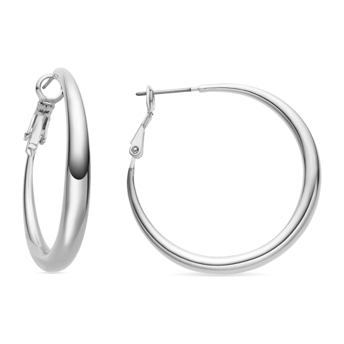 Pendientes de 34mm de diámetro acabados en rodio