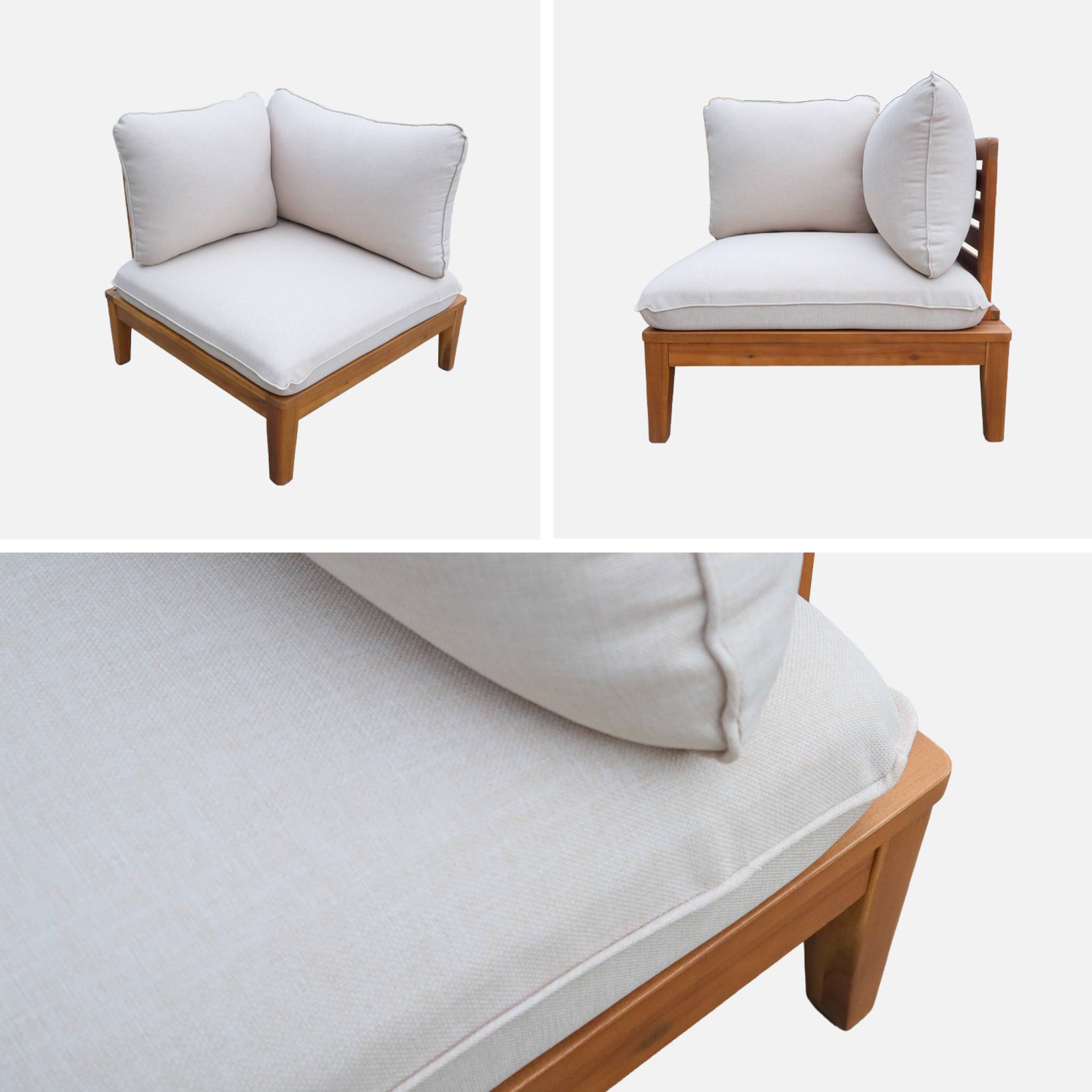 Banquette modulable de jardin bois d'acacia avec accoudoirs 2 places YONA