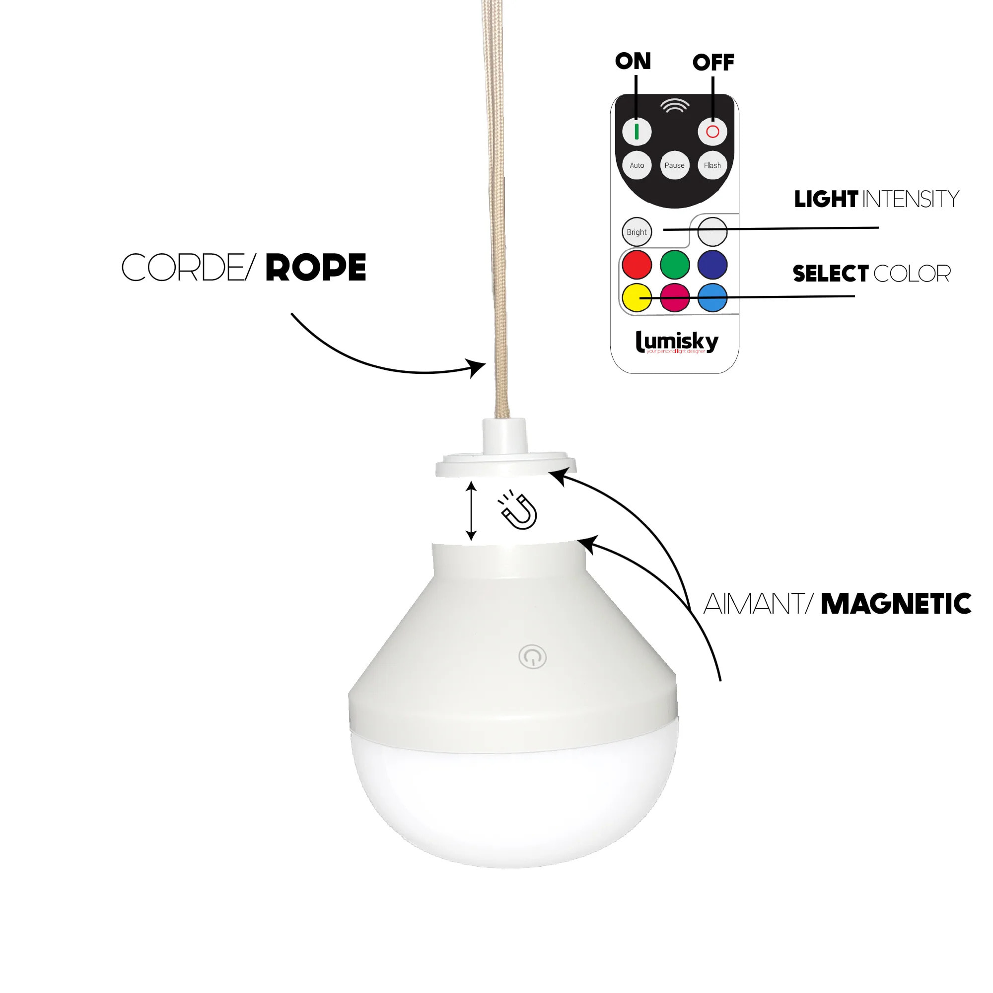Suspension sans fil FREYA LONG RGB D50CM