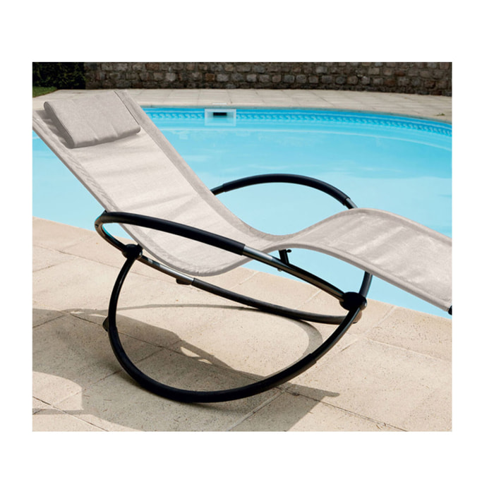 Transat de jardin en acier - pliable - écru - ELYPSE