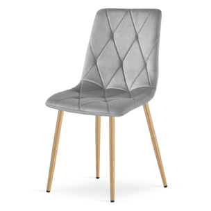 Set di 2 sedie Libra in velluto grigio chiaro e metallo effetto legno