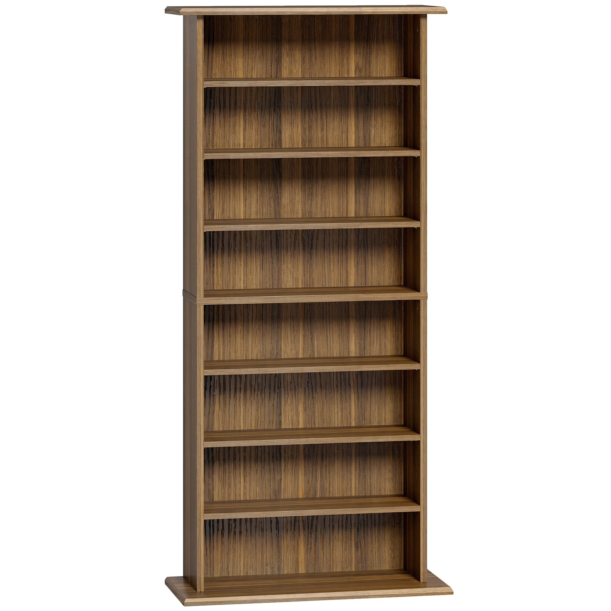 Étagère range CD - meuble rangement CD DVD - 8 compartiments, 6 étagères réglables - effet bois