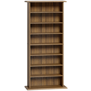 Étagère range CD - meuble rangement CD DVD - 8 compartiments, 6 étagères réglables - effet bois