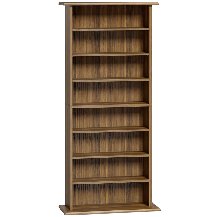 Étagère range CD - meuble rangement CD DVD - 8 compartiments, 6 étagères réglables - effet bois