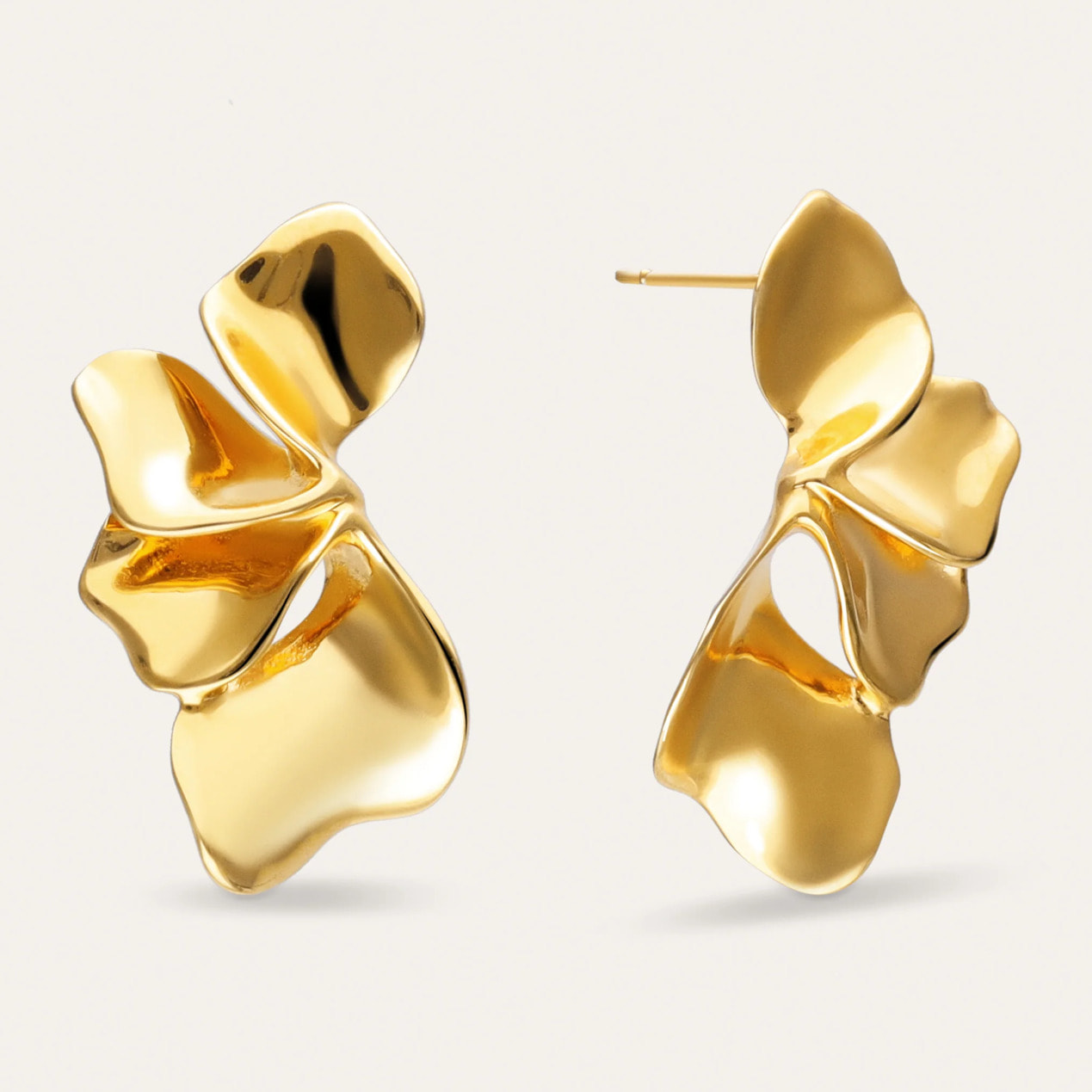 Pendientes Petal Acero Baño Oro