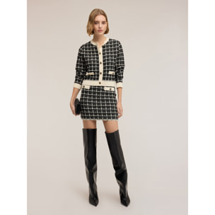 Motivi - Minigonna in maglia check - Nero