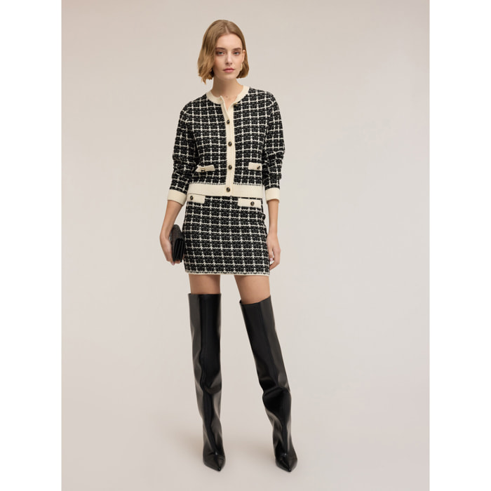 Motivi - Minigonna in maglia check - Nero