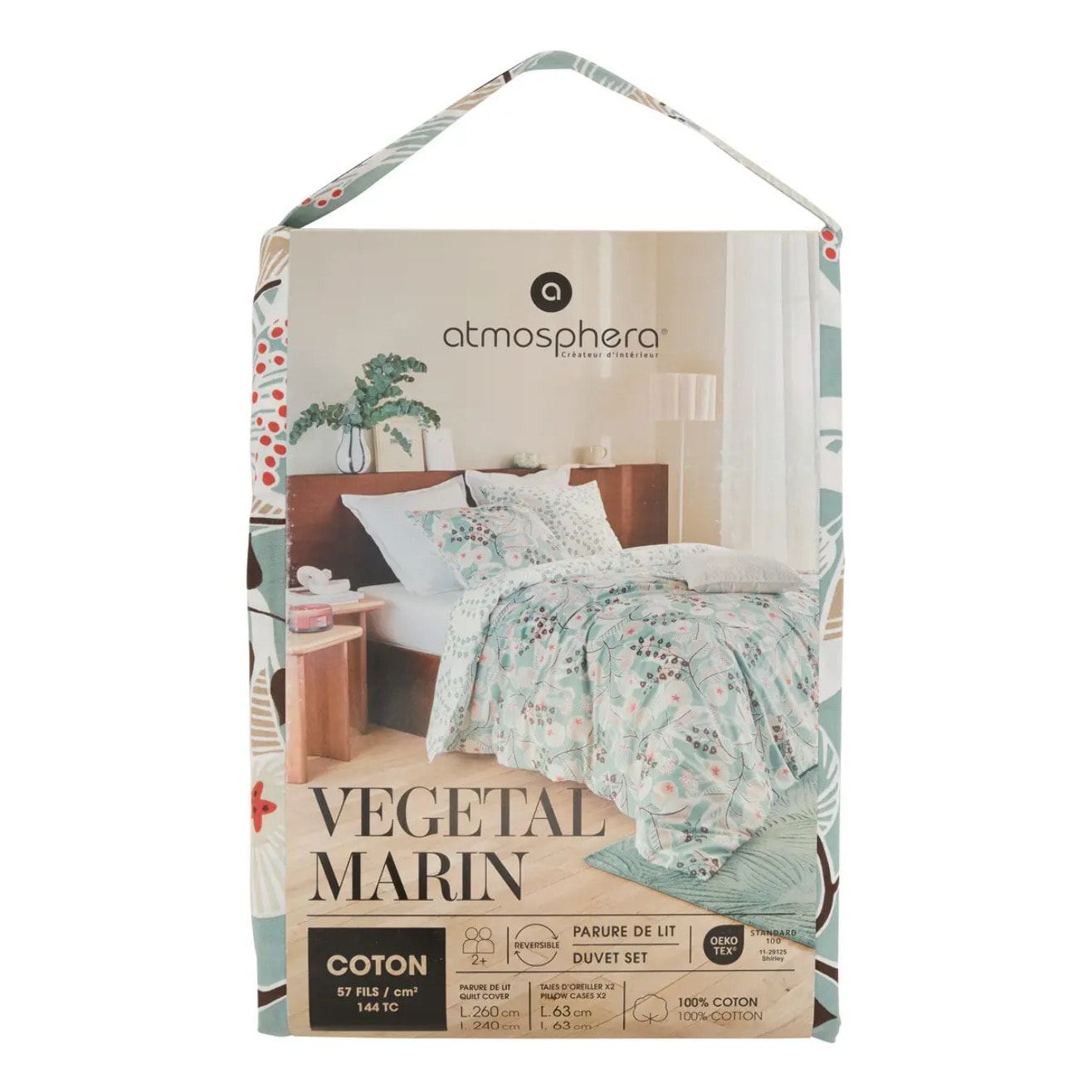 Parure de lit imprimée Vegetal Marin 260x240cm en coton