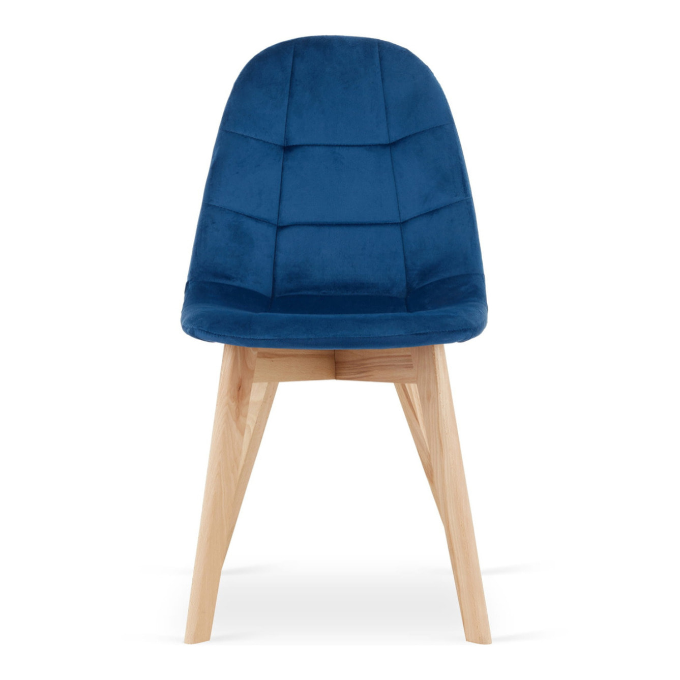 Sedia Bora in velluto blu scuro con gambe in faggio