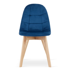 Sedia Bora in velluto blu scuro con gambe in faggio