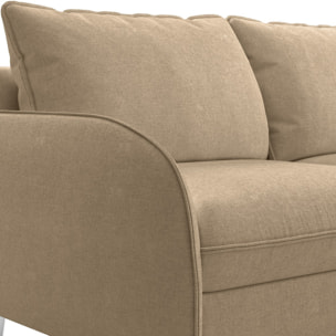 Canapé droit convertible 3 places en tissu chenille - ouverture express - NOVOLI