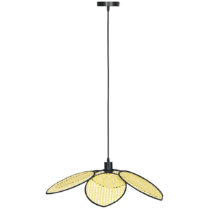 Lámpara Colgante Forma de Flores Lámpara de Techo de Ratán Sintético Iluminación de Techo E27 con Cable Ajustable para Salón Cocina Comedor Ø68x115 cm Natural