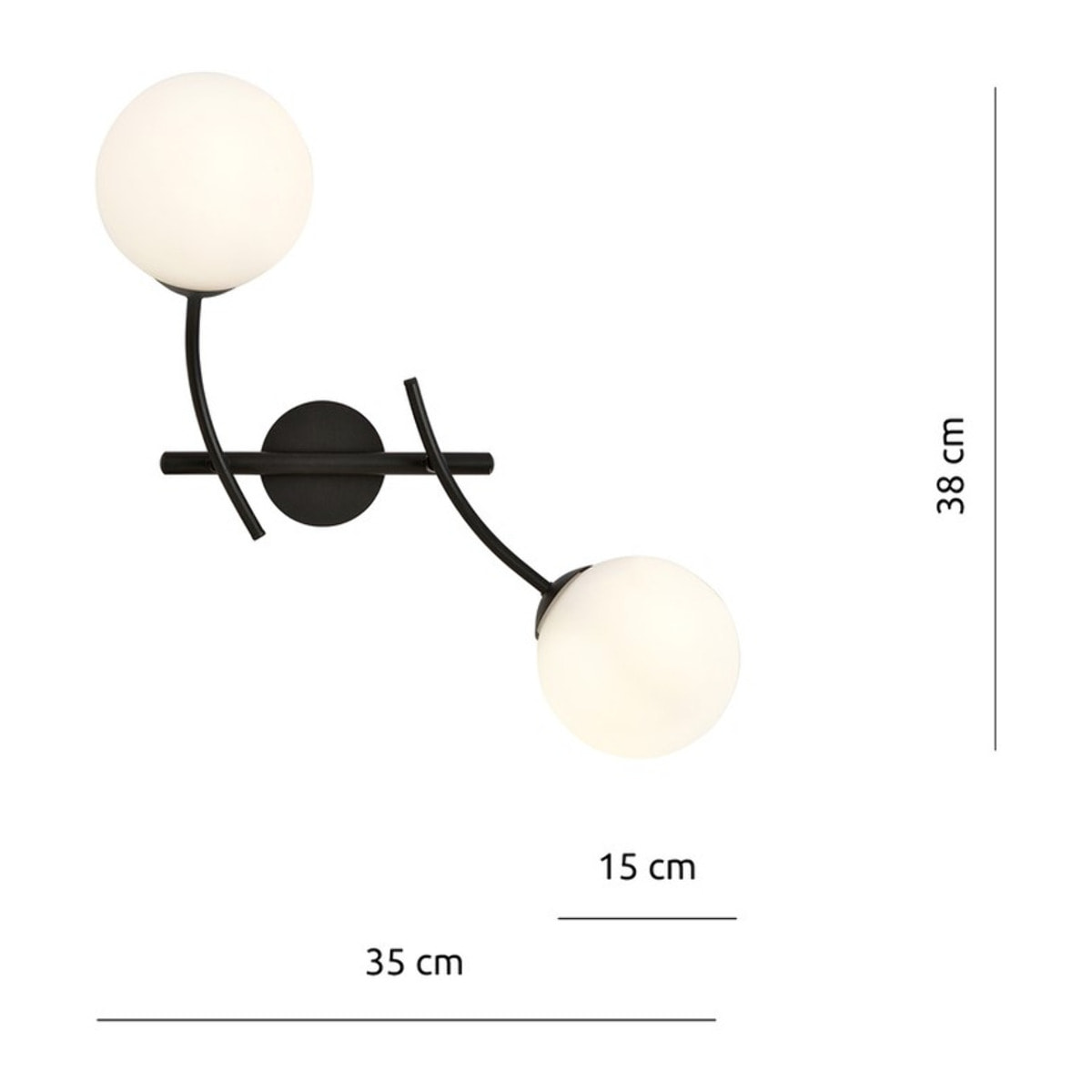 Lampada a parete Hunter in acciaio nero e vetro opalino