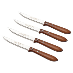 Set de 4 cuchillos chuletero hierro + madera prensada durofol san ignacio