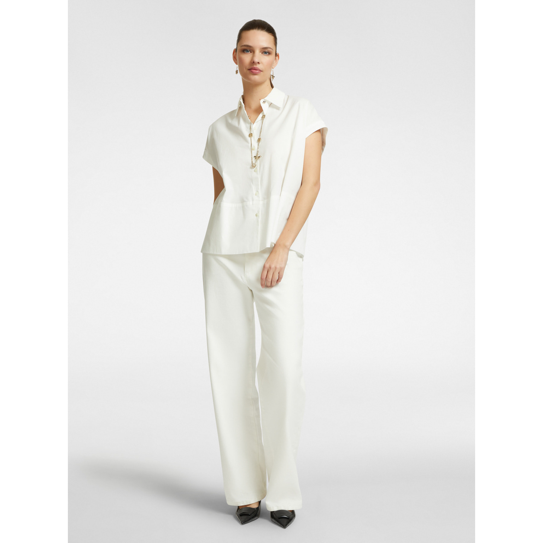 Elena Mirò - Camisa de algodón de verano. - Blanco