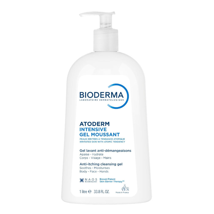 Atoderm Intensif Gel Moussant - Ultra-Apaisant Peaux Sensibles Très Sèches Irritées à Atopiques 500 ml