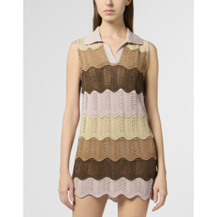 PHILIPP PLEIN Polo Neck Mini Dress Color Wave