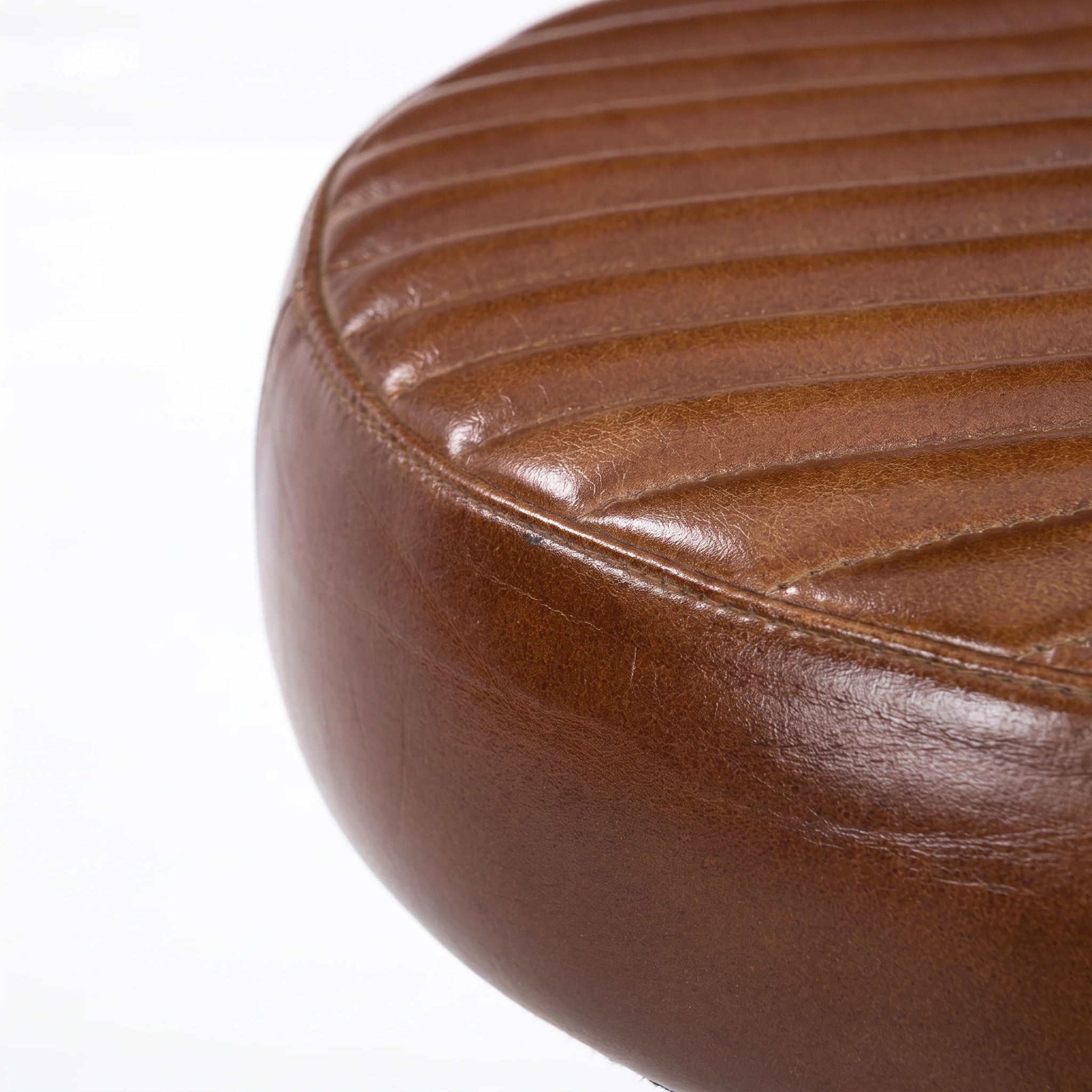 Tabouret pour îlot central 65 cm en cuir de buffle marron foncé - Lucien
