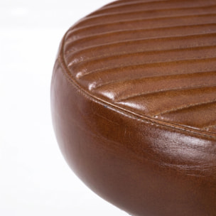 Tabouret pour îlot central 65 cm en cuir de buffle marron foncé - Lucien
