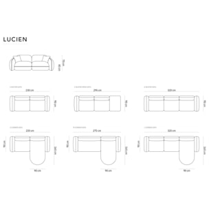 Canapé modulable droit "Lucien" 3 places en velours beige foncé