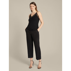 Elena Mirò - Top con bordi in pizzo - Nero