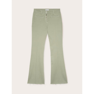 Motivi - Pantalones flare con bajo deshilachado - Verde